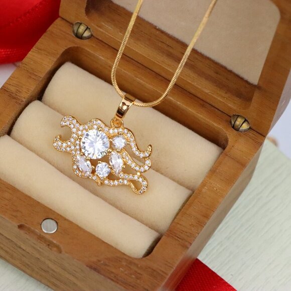 "Rose Gold Sparkling Mermaid Tail Pendant with White CZ Crystals, XPPT1539 - Picture 8 of 13